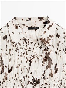 Полупрозрачная рубашка Massimo Dutti с животным принтом и рюшами, лонгслив 11201991