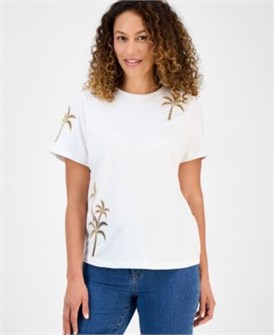 Женская хлопковая футболка с графическим изображением пальмы I.N.C. International Concepts, короткий рукав 11225409