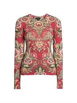 Футболка Etro из шерстяной смеси с длинными рукавами и цветочным принтом в стиле пейсли, Италия 11167398