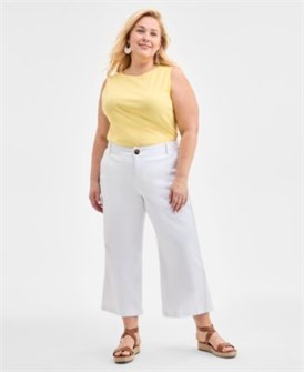 Женские брюки с высокой эластичностью и широкими штанинами, размер 2P-24W, Style &amp, Co 11233663