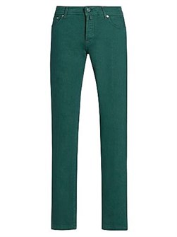 Мужские брюки Kiton Slim-Straight из эластичного денима с пятью карманами, изготовленные в Италии 11167236