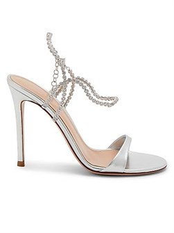 Сандалии из металлизированной кожи Gianvito Rossi с декоративным ремешком на щиколотке и каблуком 105 мм 11166577