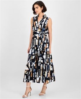 Tahari by ASL Женское платье-рубашка с принтом Tahari ASL, 127 см, с поясом и карманами 11239111