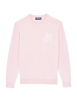 Свитер из хлопка Vilebrequin с круглым вырезом, длинными рукавами и тематической вышивкой с черепашкой на груди 11166102