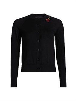 Кардиган с цветочной отделкой от Simone Rocha из мериносовой шерсти и шелка, с длинными рукавами 11169922