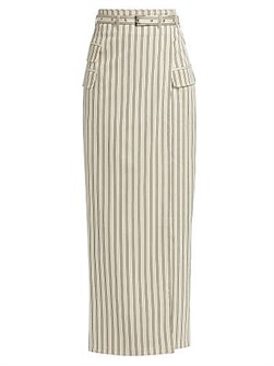 Макси-юбка в полоску с завязывающимся поясом и разрезом спереди от Nonchalant Label 10049084