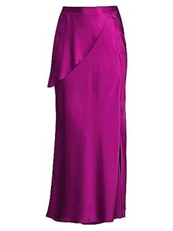 Шелковая макси-юбка Undra Celeste с асимметричным кроем, поясом и боковой молнией 11164614