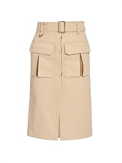 Chloe Хлопковая юбка-утилитар от Chloe с поясом, карманами и передним разрезом, Италия 11168479