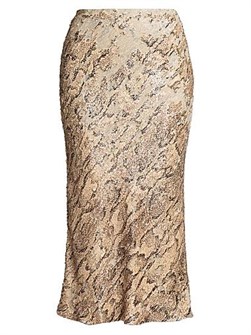 Юбка из пайеток Dries Van Noten в змеиным принтом, колоколообразного силуэта со скрытой боковой застежкой 11030753