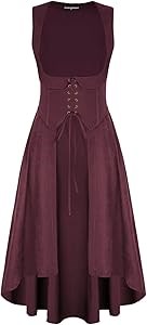 Ренессансное платье под пояс с карманами от Scarlet Darkness, из мягкого полиэстера, с регулируемым шнурком 11243093