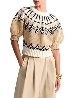 Теплый свитер с короткими рукавами Puff-Sleeve Marty Fair Isle из 100% хлопка Mako от Altuzarra 11028989