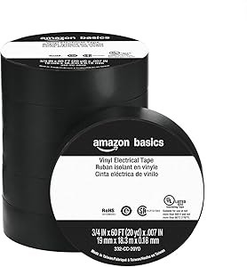 Amazon Basics Виниловая изоляционная лента, огнестойкая, 19 мм x 18,3 м, 600 В, 80 °C, 6 штук, для электрических работ 11280495