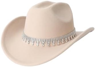 Verdusa Женская бохо-шляпа с широкими полями и стразами, 100% полиэстер, для клубов и повседневной носки 11269617