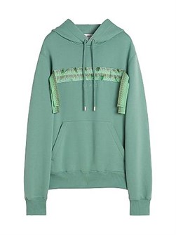 Худи Lanvin Curb из натурального хлопка с шнуровкой, карманом-кенгуру и вышитым логотипом, изготовленное в Италии 11010572