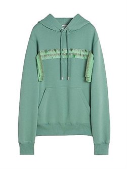 Lanvin Ланвин Хлопковое Худе Curb с шнуровкой, прямой крой, капюшон с завязками, карман-кенгуру 11011308