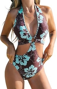 Цельный купальник CUPSHE с глубоким V-образным вырезом и боковыми вырезами, 80% нейлон, 20% спандекс 11287423