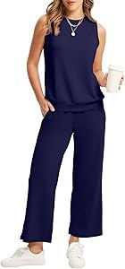 Женский летний комплект WIHOLL из двух предметов: топ с круглым вырезом и широкие укороченные брюки 11267462