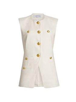 Жилет из льна с подушечками на плечах и пуговицами, Tamara от Veronica Beard 11029971