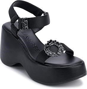 Женские кожаные сандалии на танкетке Karl Lagerfeld Paris Kiana с резиновой подошвой и застежкой-липучкой 11285088