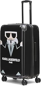 Karl Lagerfeld Средний жесткий дорожный чемодан на колесах с расширяющимся объемом и водоотталкивающим карманом 11275988