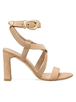 Замшевые сандалии Stuart Weitzman Maven 75MM с открытым носком и пряжкой 11012280