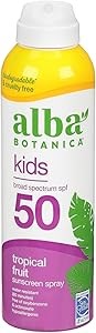 Alba Botanica Детский солнцезащитный спрей с запахом тропических фруктов, широким спектром защиты SPF 50, водостойкий, 150 мл 11251390