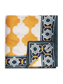 La Double J Прямоугольная льняная скатерть с зелёным веночным принтом, 180 см x 350 см, 100% лён 11015832