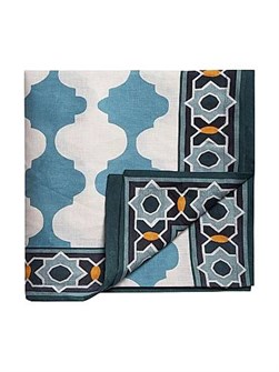 La Double J Прямоугольная льняная скатерть из Италии, зеленый принт, 180 см x 350 см, 100% лен 11015849