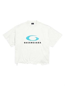 Футболка Balenciaga Loop Sports Icon из винтажного трикотажа, 100% хлопок с эффектом потертости 11021934