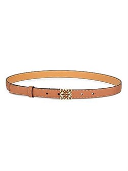 Loewe Перфорированный кожаный ремень с логотипом Anagram, ширина 1.9 см, золотая пряжка 11023356