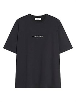 Мужская хлопковая футболка Lanvin с вышивкой логотипа, прямого кроя, с короткими рукавами, производство Португалия 11023519
