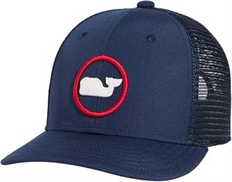 Vineyard Vines Детская классическая бейсболка Trucker с графическим рисунком китов, регулируемая, влаговпитывающая, полиэстер, 22 дюйма 11288772