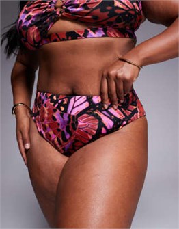 Бикини с высокой талией и высоким вырезом ASOS Curve с рисунком бабочек 11011153