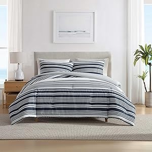 Nautica Супермягкий набор постельного белья из текстиля с морскими полосками, одеялом и наволочкой, размер ',Твин', 11243883