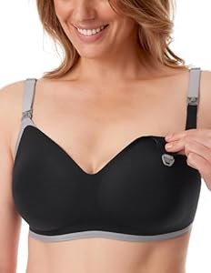 Momcozy Стильный бюстгальтер для кормления с V-образным вырезом, 61% нейлон и 39% спандекс, легко регулируемый, без косточек 11263878