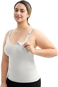 Momcozy Топ для кормления с бесшовной конструкцией и встроенным бюстгальтером, 68% нейлона и 32% спандекса, с регулируемыми бретелями 11289315