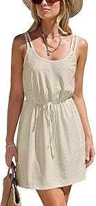 Женское мини-платье CUPSHE с полупрозрачным покрытием, завязками на талии и без рукавов 11291412