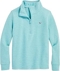Комфортный и стильный лонгслив для мальчиков Vineyard Vines Saltwater с 1/4 молнией, 55% хлопка и 45% полиэстера 11304542
