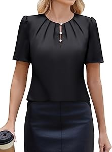 Женская шелковая блуза Blooming Jelly с коротким рукавом и вырезом-лодочка — идеальный вариант на лето 11297152