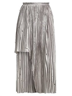 Высокая металлическая плиссированная миди-юбка с лазерной перфорацией от Jason Wu 11027305