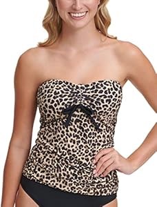 Топ купальника Tankini DKNY черного цвета с регулируемыми мягкими чашечками, 100% нейлон 11291276