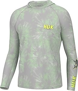 Мужское худи HUK с капюшоном и ультрафиолетовой защитой, рыболовный лонгслив с узором Line-Patina 11313820