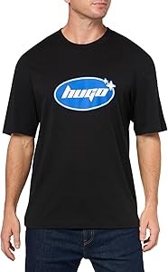 Hugo Boss Мужская футболка HUGO с овальным логотипом, 100% хлопок, классического кроя, повседневного стиля 11270533