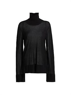 Лонгслив Toteme с вырезами на рукавах и отделкой резинкой из 90% лиоцелла и 10% кашемира 11013019