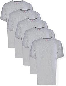 Мужские футболки Hanes Ultimate без бирок, 5 штук, с круглым вырезом, 100% хлопок, меланж, размер S 11270625