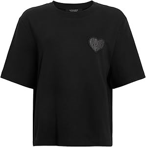 Женская футболка Lover Lisa от AllSaints из 100% хлопка с круглым вырезом, ухаживать - только сухая чистка 11273111