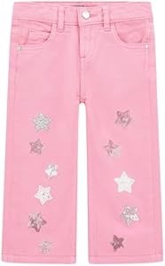 Широкие брюки GUESS для девочек из твила с декором в виде звезд и карманами 11283991