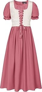 Scarlet Darkness Ренессансное платье для девочек с короткими рукавами и длинным подолом, размер 7-14, 75% хлопок, 25% полиэстер 11242902