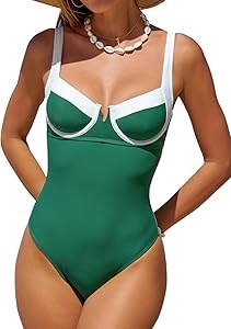 Женский купальник CUPSHE с вырезом и поддержкой, цветной блок и регулируемые широкие бретели 11276116