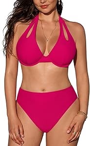 Бикини монокини Cupshe для женщин, с высокой талией и поддержкой для большой груди, завязками на спине и подкладкой с выемкой 11281638